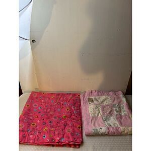 2 Flannel baby blanket pink with cats/ animals‎